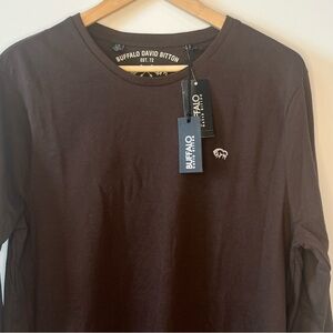 NWT Buffalo David Bitton Crew Neck Brown Long Sleeve T-Shirt Men's - Size L